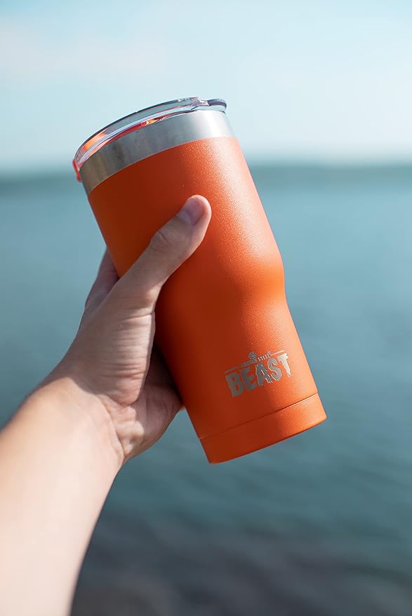 Beast 20 oz Tumbler Stainless Steel Vacuum Insulated Coffee Ice Cup Double Wall Travel Flask (Orange) - Bloomnest