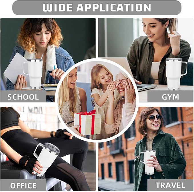 20 oz Tumbler with Handle Stainless Steel Insulated Coffee Mug Tumbler with Lid and Straw Double Wall Vacuum Insulated Coffee Mug Leak Proof Travel Mug Tumbler for Hot and Cold Drink (White,1pack)