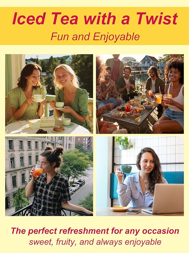TeeLux Mango Peach Iced Tea, Rosehips Tea with Hibiscus & Chamomile & Lemon Balm, Refreshing Tart & Sweet Taste, Caffeine Free, 100 Count - Bloomnest