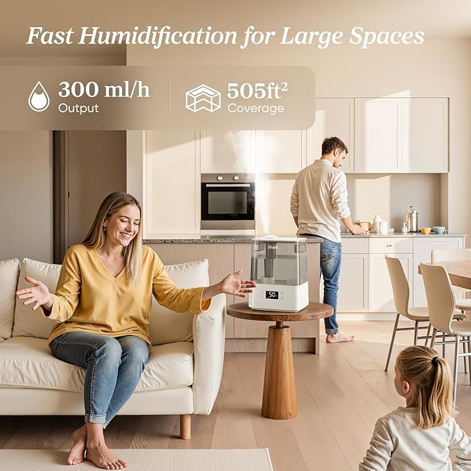 LEVOIT Humidifiers for Bedroom Large Room Home, (6L) Cool Mist Top Fill Essential Oil Diffuser for Baby & Plants, Smart App & Voice Control, Rapid Humidification & Auto Mode - Quiet Sleep Mode, Gray - Bloomnest