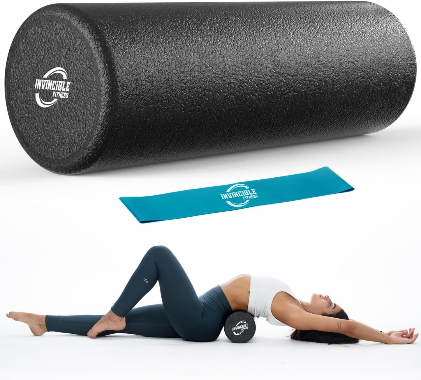 Invincible Fitness 17'' EPP Foam Roller for Deep Tissue Massage – Enhance Recovery, Relieve Pain, and Boost Mobility for a Stronger, Healthier You (Black)