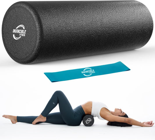 Invincible Fitness 17'' EPP Foam Roller for Deep Tissue Massage – Enhance Recovery, Relieve Pain, and Boost Mobility for a Stronger, Healthier You (Black)