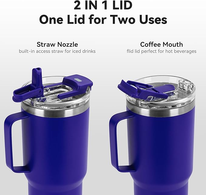 HASLE OUTFITTERS 30oz Tumbler Bulk with Handle, Insulated Travel Coffee Mug Set with Handle Leak-Proof Double Wall Stainless Steel Vacuum Tumblers Pack Metal Cup for Hot and Cold Drink - Bloomnest