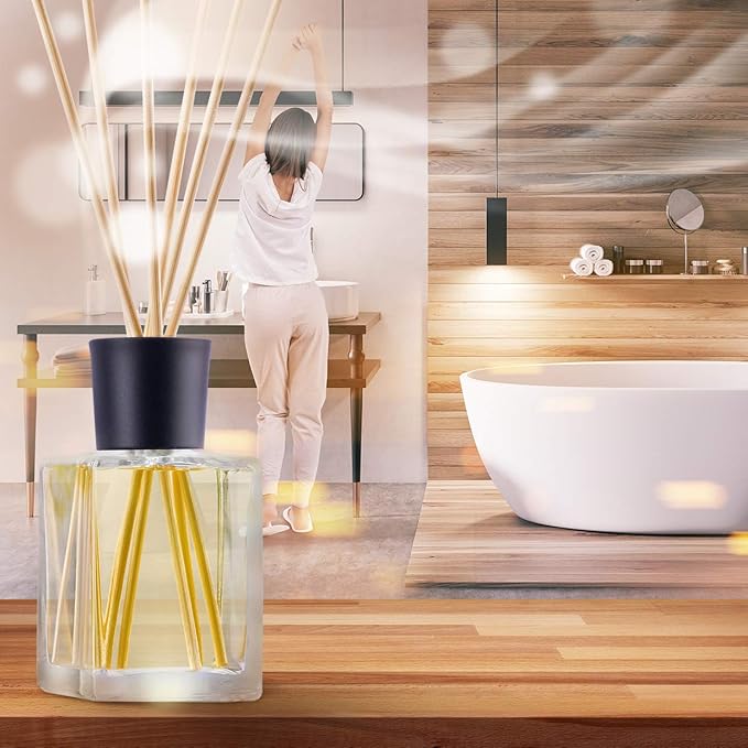 Lemongrass Reed Diffuser w/Natural Essential Lemongrass Oil 17 Fl Oz (500ml) - Intensive - Fresh and Long Lasting Fragrance - Scented Reed Diffuser - Diffuser Gift Set w/Bamboo Sticks - Bloomnest