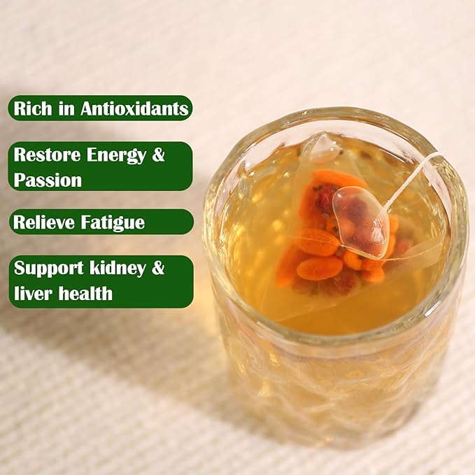 FullChea - Goji Berry Tea For Men, 30 Count X 6g - Premium Five Flavors Herbal Tea Combination - Schisandra Berries, Dodder, Wolfberry - Support Kidney Health & Boost Energy - Bloomnest