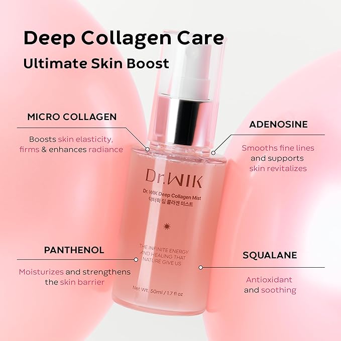 Dr.WIK Deep Collagen Hydrating Face Mist – Refreshing Moisture Facial Spray for Dry Skin | Wrinkle Care & Anti-Aging with Panthenol & Adenosine | Fine Toner Mist | Korean Skincare (50ml / 1.7 Fl Oz) - Bloomnest