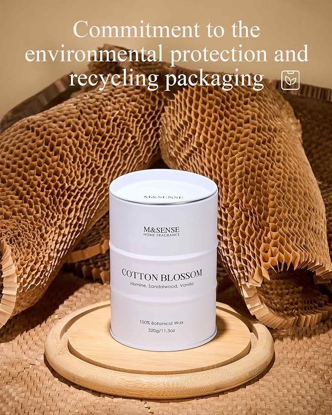 M&SENSE Cotton Blossom Scented Candles Natural Non Toxic, Aromatherapy Candle for Stress Relief Meditation Relaxing, Housewarming Gifts for Women Men, 11.3oz 70 Hour Long Burning - Bloomnest