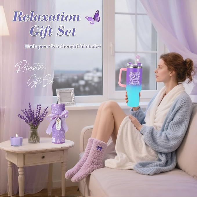 Birthday Gifts for Women Self Care Gifts Get Well Soon Gifts, Valentine's Day Gift Lavender Relaxing Spa Gift Basket Care Package, Gifts Box Thank You Gift for Mom Wife Girlfriend Friends Sisters - Bloomnest
