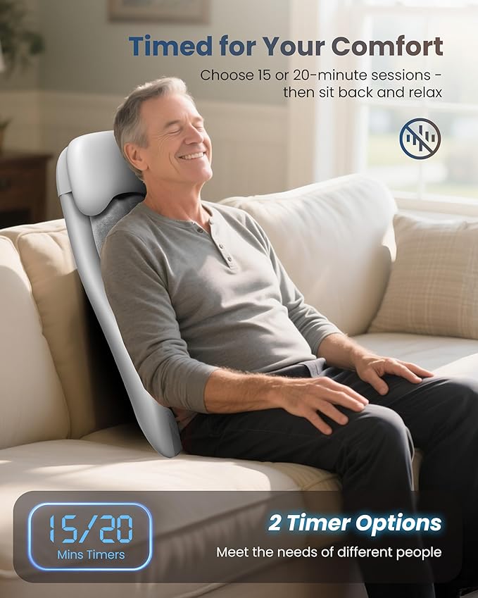 COMFIER Cordless Back Massage Chair Pad with Multi Functions, 2D/3D/Mix Shiatsu Neck and Back Massager with Heat, Chair Massager for Home Office Indoor/Outdoor Use - Bloomnest
