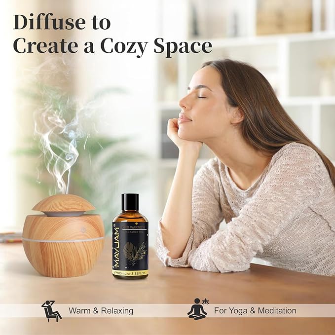 Oud Warmth Fragrance Oil Essential Oil, MAYJAM 3.38FL.OZ Oud Warmth Oil for Diffusers for Home, Long Lasting Scented Oils for Soap Candle Making - 100ML MAYJAM