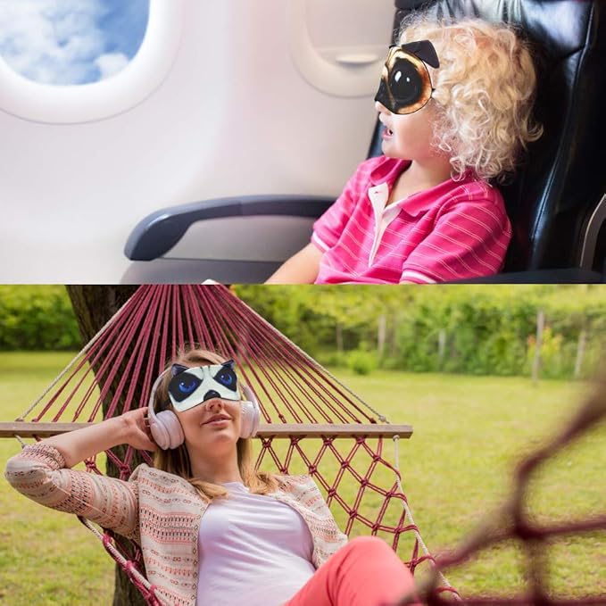 Tphon Sleep Mask for Adult Kids Boys Girls Funny Blindfolds Soft Cute Animal Sleeping Masks with Adjustable Strap for Travel Naps Shift Works Games - Bloomnest