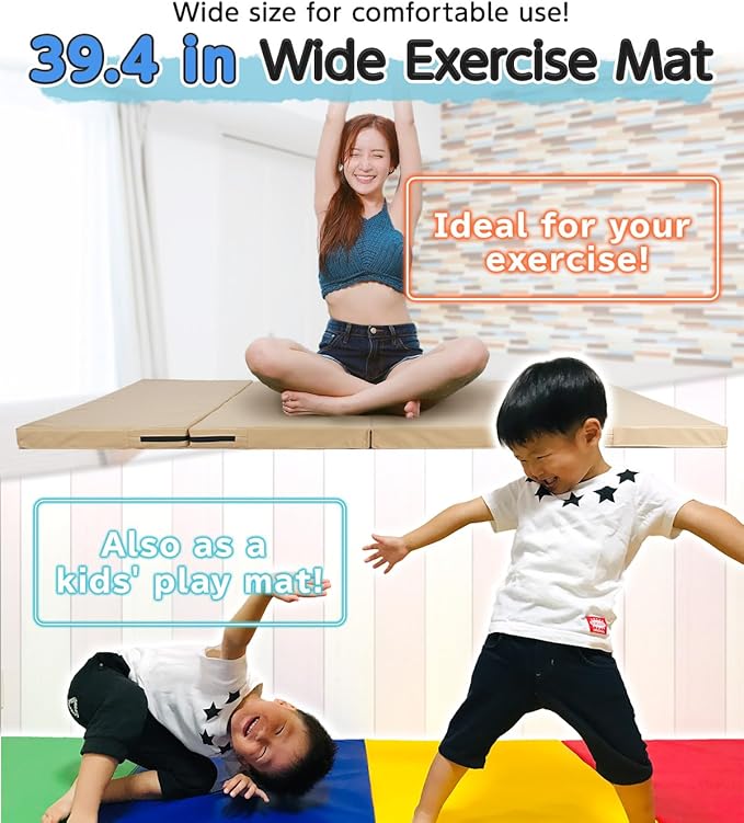 Gymnastics Mat Folding Stretch Mats 71"x39"x2" Exercise Muscle Training Children Play Horizontal Bar Mat Yoga Sports Soundproof Home Use - Bloomnest