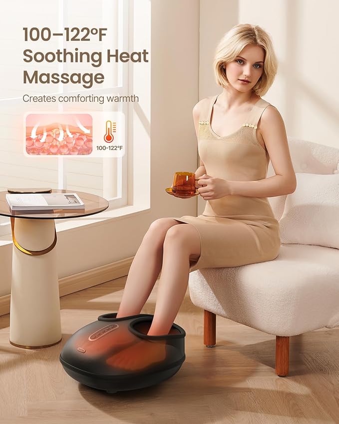 RENPHO Foot Massager with Heat [2025 Upgraded], Shiatsu Foot Massager for Plantar Fasciitis Relief, Feet Massager Neuropathy Pain Relief, Fits up to Size 12 Feet