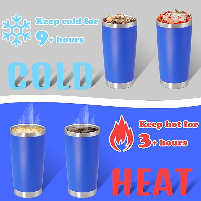 20 oz Tumbler with lid Double Wall Vacuum Insulated Tumblers Stainless Steel Coffee Mug Travel Coffee Tumbler Powder Coated Tumbler Cup Keep Hot&Cold - (Dark Blue 12 Pack) - Bloomnest