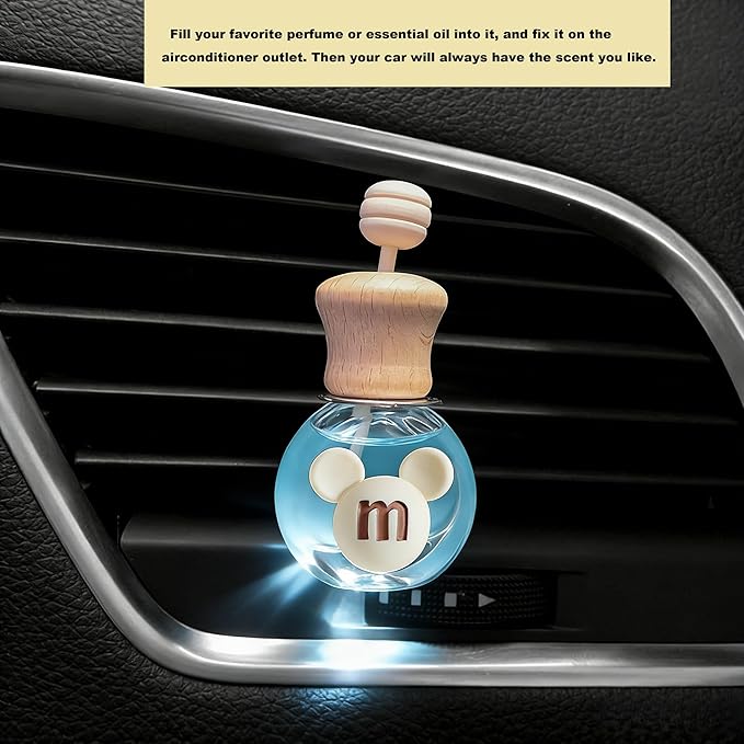 2 Pack Car Air Freshener Diffuser Bottle Refillable Empty Glass Perfume Bottle with Vent Clip, Drift Car Air Freshener Clip Essential Oil Diffuser for Car Oil Diffusers Interior Decor-A4 - Bloomnest