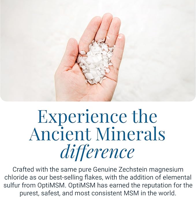 Ancient Minerals Magnesium Bath Flakes Ultra with OptiMSM – Pure Zechstein Magnesium Chloride and Organic Sulfur Bath Salts, Soothing Mineral Soak for Skin & Body, 1.65 lb - Bloomnest