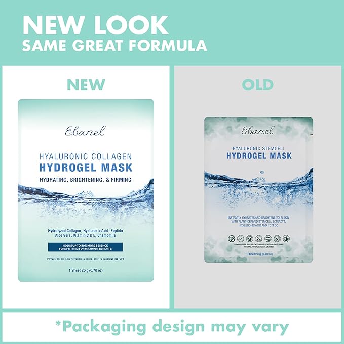 Ebanel 5 Pack Hydrogel Collagen Face Mask with Hyaluronic Acid, Vitamin C, Peptide, Aloe, Instant Brightening Hydrating Face Masks Skincare Korean Sheet Mask, Skin Firming, Lifting Anti Aging Masks - Bloomnest