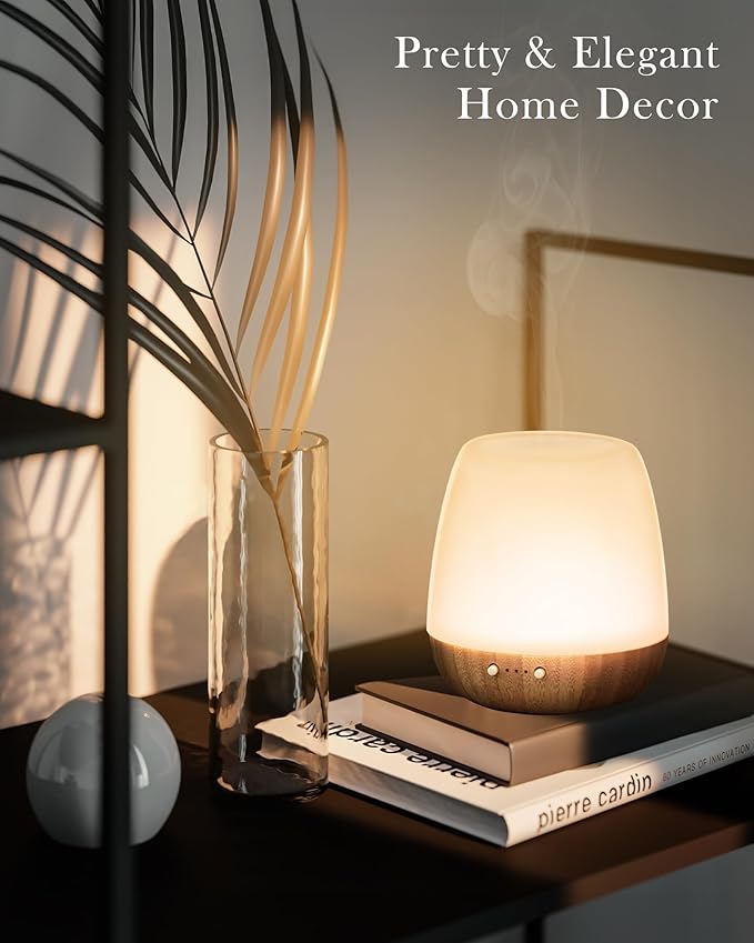 Essential Oil Diffuser - 2.4MHz Ultrasonic Glass Diffuser for Home&Commercial, 180ml, Pulse&Continuous Mist, 7 Mood Lighting Modes, Waterless Auto-Off, Aromatherapy Diffuser with Light ONABOVIVA