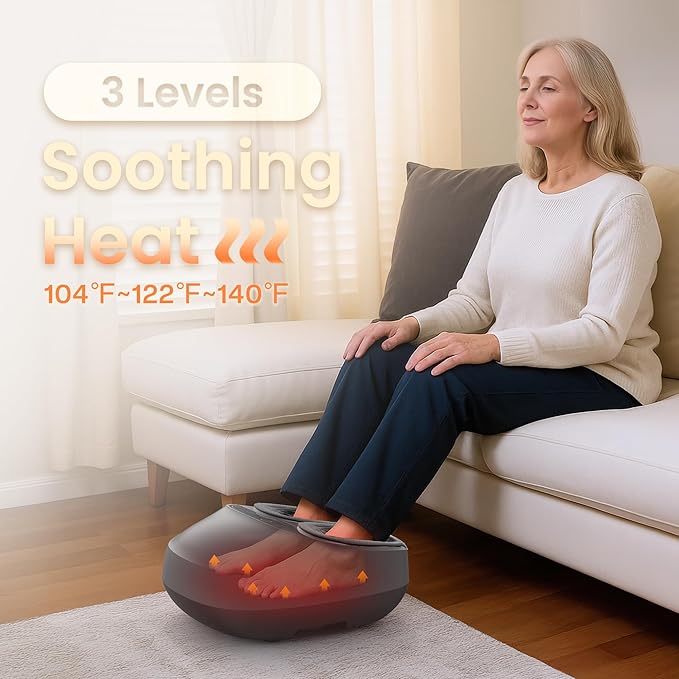COMFIER Shiatsu Foot Massager with Heat, Electric Feet Massager Machine for Plantar Fasciitis Neuropathy,Gifts for Women,Men,Remote Control,Pause Function,Foot Warmer (Gray) - Bloomnest