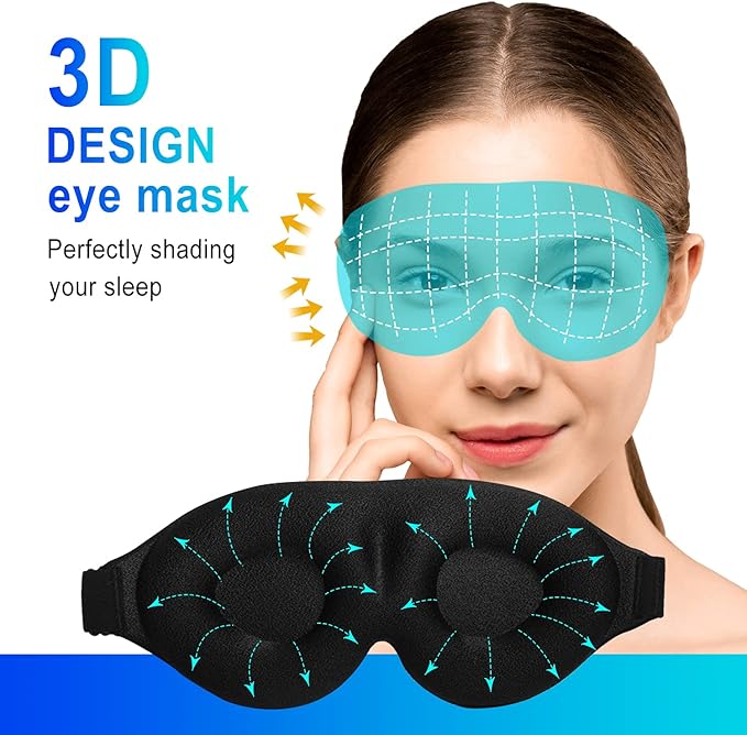 3D Sleep Mask, 100% Blackout 3D Contoured Sleep Eye Mask, Comfortable & Super Soft Sleeping Mask with Adjustable Straps for Women, Men, Sleeping Travel Yoga Naps - Bloomnest