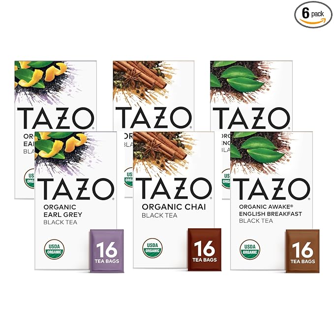 TAZO Tea Bags, Regenerative Organic: Chai Black Tea, Awake English Breakfast Black Tea, & Earl Grey Tea 16 CT (2ea) (Variety Pack) - Bloomnest