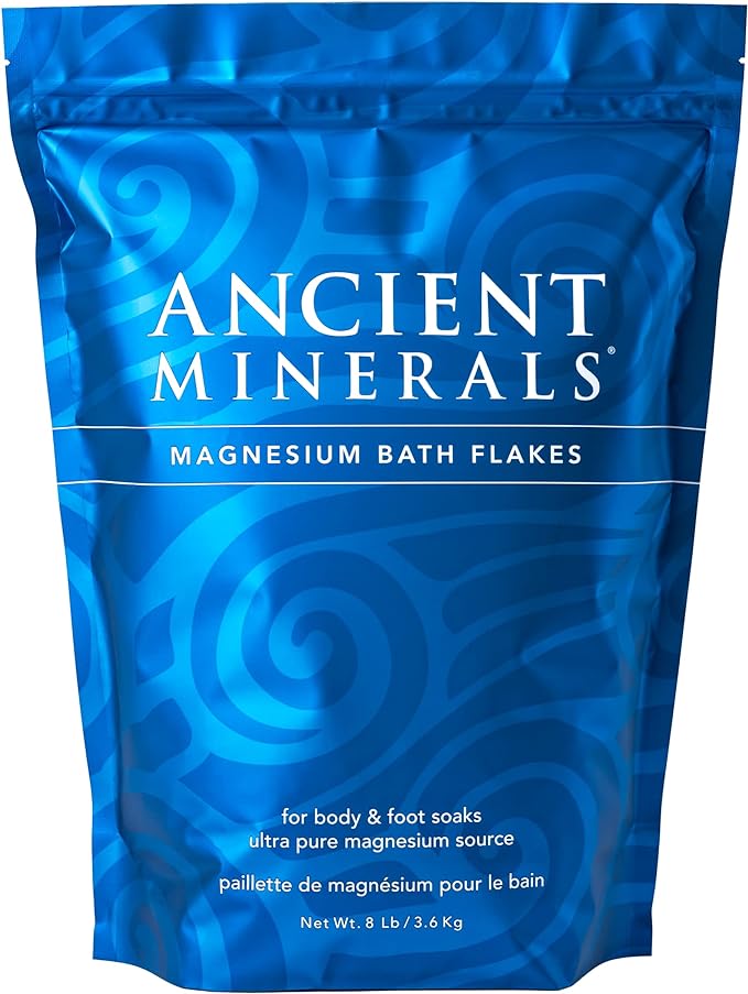 Ancient Minerals Magnesium Bath Flakes – Pure Zechstein Magnesium Chloride for Soaking and Whole-Body Replenishment, 8 lb Bag - Bloomnest