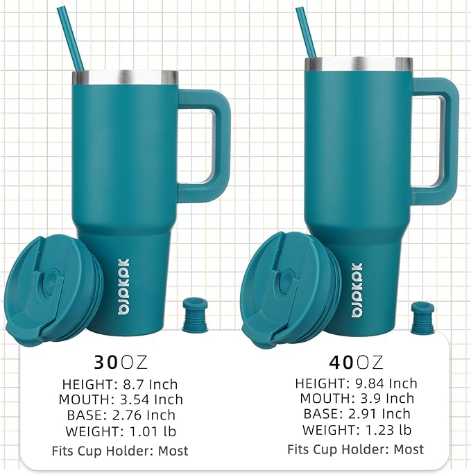 BJPKPK 30 oz Insulated Tumbler With Lid And Straw Stainless Steel Tumblers Cup With Handle For Women And Men,Laguna - Bloomnest