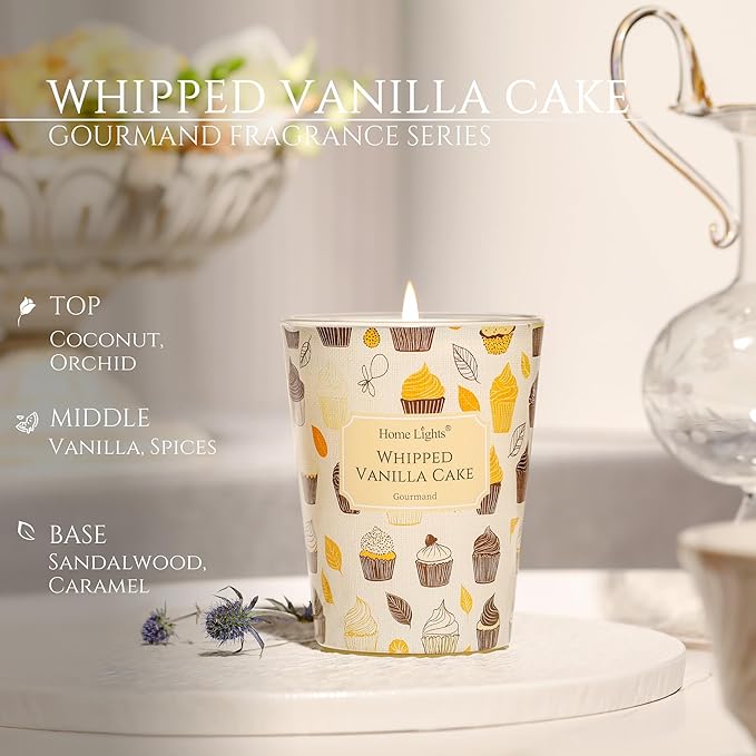 HomeLights Scented Candles for Women & Men, 6.7oz Candle Jars Aromatherapy Single Wick Candle, Ideal for Rustic Modern Home Decor and Gifts, Whipped Vanilla Cake - Bloomnest