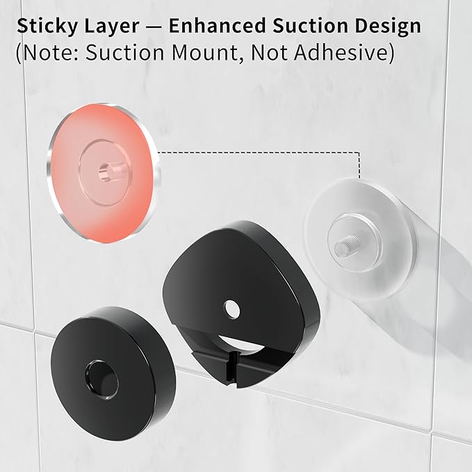 KEGII Suction Cup Shower Caddy, 2 Pack Shower Suction Shelf with Soap Holder & Hooks, No Drilling Bathroom Organizer, Stainless Steel Shampoo Holder for Bathroom Storage Basket, Black - Bloomnest