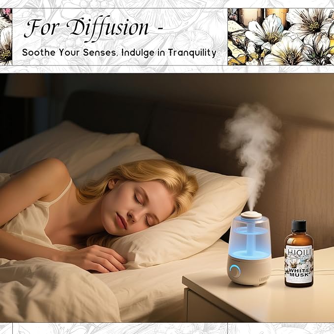 HIQILI White Musk Fragrance Oil, Candle Scents for Candle Making, Soap Making Supplies, Musk Perfume for Women, for Diffuser Use - 1 Fl Oz HIQILI
