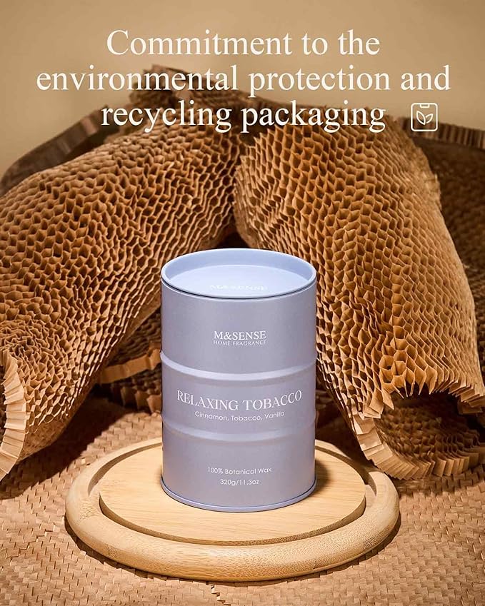 M&SENSE Tobacco Scented Candles Natural Non Toxic, Aromatherapy Candle for Stress Relief Meditation Relaxing, Housewarming Gifts for Women Men, 11.3oz 70 Hour Long Burning - Bloomnest