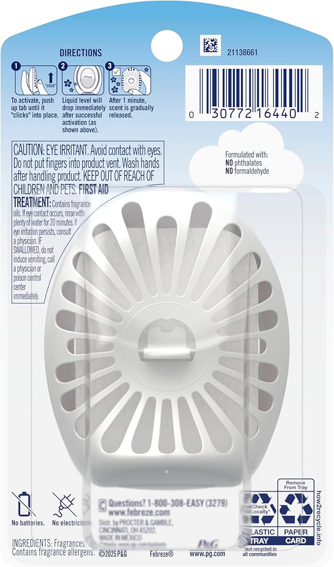 Febreze Bathroom Air Freshener, Odor-Fighting, Plug In Alternative, Air Fresheners for Home and Bathroom and Kitchen, Closet Air Fresheners, Downy April Fresh Scent, 6 Count - Bloomnest