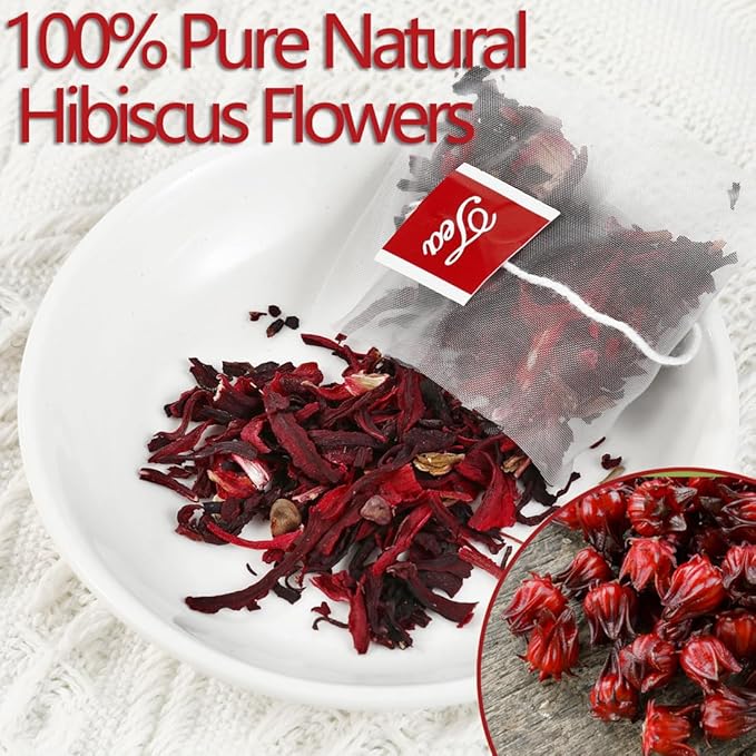 Premium Hibiscus Tea Bags,60 Tea Bags 2g /4.24 Oz,100% Pure Dried Hibiscus Flower,Natural & No Additives,Caffeine Free. - Bloomnest