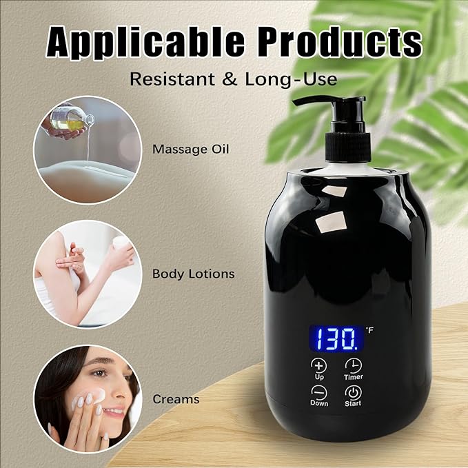 Flylin Massage Oil Warmer, Temperature Control Lotion Bottle Warmer Heater with Two Oil Bottle, Smart Touch Key Digital Massage Oil Heater for SPA/Salon/Barber Shops/Home - Bloomnest