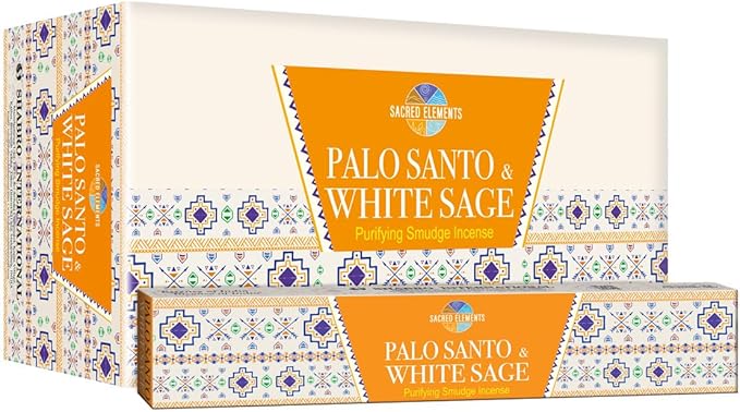 Sacred Elements Palo Santo Incense Sticks – 12 Boxes (100+ Hand-Rolled Sticks) – Indian Masala Incense with Authentic Peruvian Wood – for Meditation, Cleansing & Energy Protection.