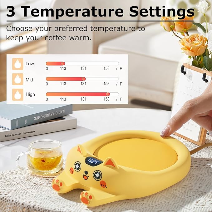 PUSEE Coffee Mug Warmer Auto Shut Off, 3 Temp Coffee Warmer for Desk, Candle Warmer Plate Safely Melt The Candle Releases Scents,Enjoy Your Warm Coffee Tea,Coffee Gifts for Women Men - Bloomnest