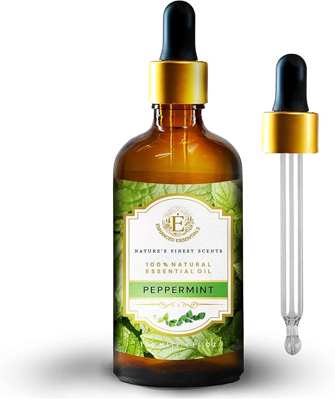 Luxurious Peppermint Essential Oil by Enhanced Essentials|Slow Distilled,Highly Concentrated & Pure Oils for Home,Diffusers,Skin & Hair Care,Aromatherapy|Ideal for Businesses|3.38 fl oz (100 ml) - Bloomnest