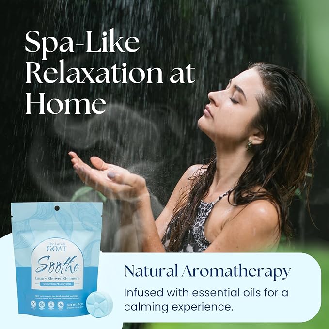 TLG Soothe Shower Steamers Aromatherapy 7 Pack – USA Made with Extra Menthol, Peppermint & Eucalyptus – Shower Bomb for Relaxation, Stress & Sinus Relief – Gift for Men & Women - Bloomnest