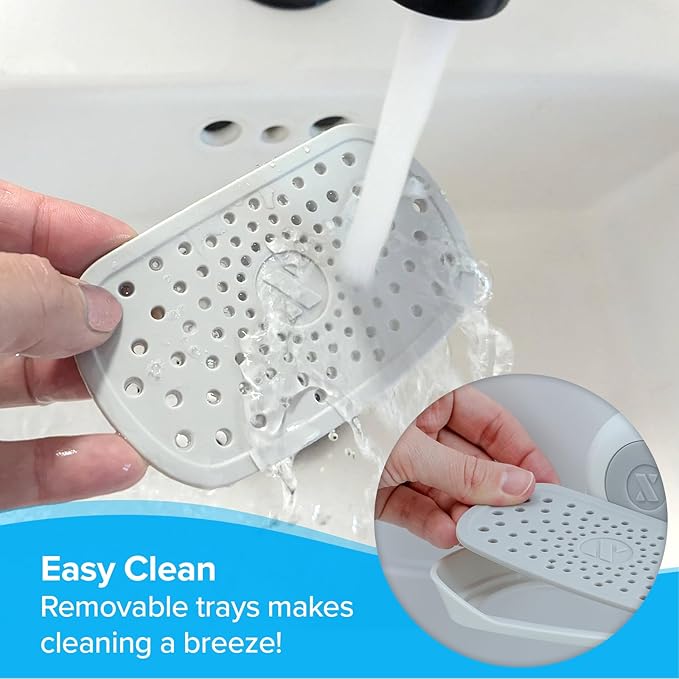 SlipX Solutions Double Soap Saver, Strong Hold Suction Cup Soap Holder, Must Have Universal Kitchen & Bathroom Shower Accessories, No Drilling, No Tools, Rust-Proof, Removable, White - Bloomnest