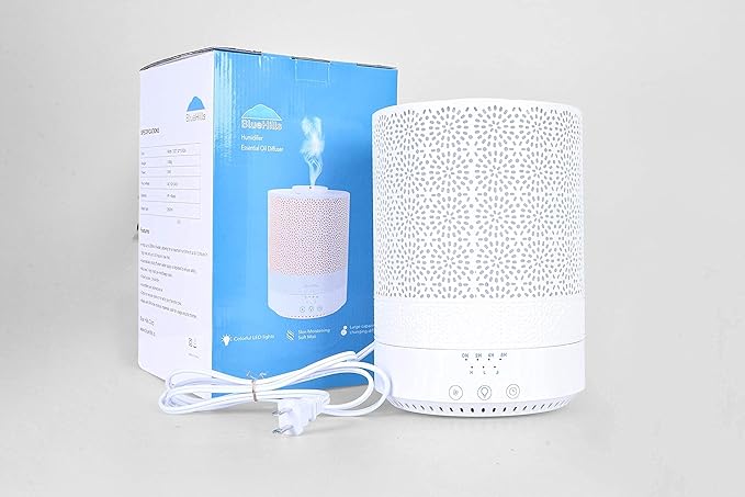 BlueHills 2500 ML XL Essential Oil Diffuser Aroma Humidifier with Timer for Large Home Decor Baby Rooms Big Huge 2.5 L Capacity Long Run Color Changing Lights Decorative Design High Mist White- F002 - Bloomnest