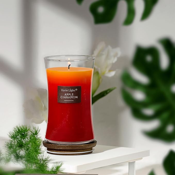HomeLights 3-Layer Candles for Home Scented, 21.52 OZ Natural Soy Wax Scented Candles Burns Up to 100 Hours, Large Jar, Apple Cinnamon - Bloomnest
