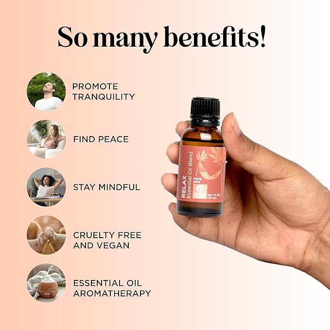 Relaxing Essential Oil Blend for Diffuser - Aromatherapy Blend of Essential Oils for Diffusers for Home and Travel Stress Support with Lavender Geranium Roman Chamomile and Ylang Ylang Diffuser Oils - Bloomnest