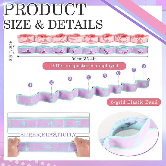 Stretch Strap for Kids Elastic Gymnastics Stretching Ballet Dance Band with 8 Loops Adjustable Exercise Training Resistance Strap for Children Stuff Pilates Latin Yoga Equipment - Bloomnest