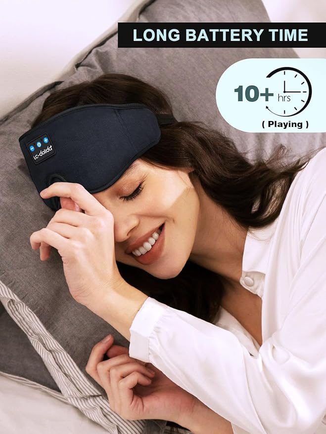 LC-dolida Sleep Headphones, 3D Sleep Mask Bluetooth Wireless Music Eye Mask, Sleeping Headphones for Side Sleepers Sleep Mask with Bluetooth Headphones Ultra-Thin Stereo Speakers Perfect for Sleeping - Bloomnest
