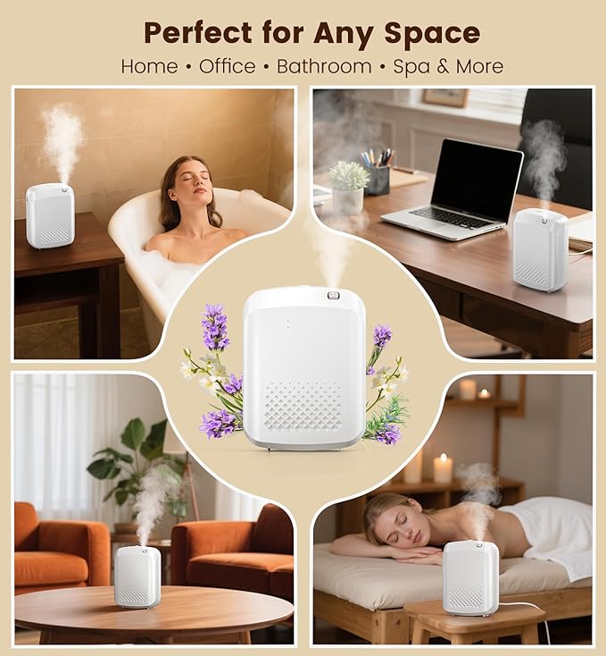Waterless Essential Oil Diffuser 3000 Sq.Ft Coverage for Large Home Hotel Office, 400ml Cold Air Scent Machine for Aromathrapy, Bluetooth App Control, Quiet No-Noise Aroma Diffuser Wall Amount - Bloomnest