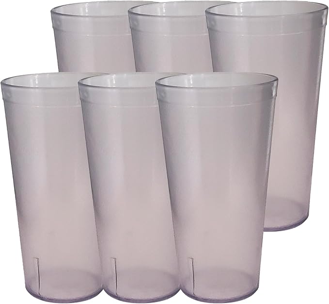 Party Outlaw Clear Plastic Cup Tumblers 6 Pc 20oz Lightweight, Heavy Duty Stackable Cafe Style Plastic Glasses. Reusable & Dishwasher Safe Ice Tea & Water Cups - Bloomnest