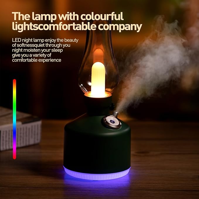 APSARAS USA Essential Oil Diffuser,Vintage Lamp Humidifier,1200mAh Adjustable Brightness Night Light Air Aroma Diffuser Humidifier,Timer & Auto Shut-Off，Gift for Lover,Home,Office,Yoga,Gym280ml - Bloomnest