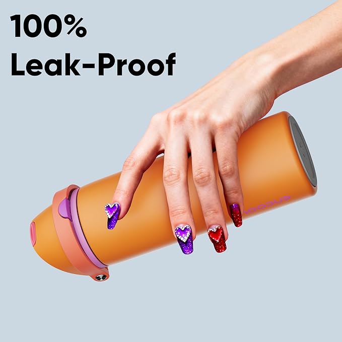 Insulated Water Bottle with Straw - Encool Stainless Steel Water Bottle with Push Button Lid, Leak-Proof & BPA-Free, Keeps Cold for 24 Hours for Sports, Travel, Gym (24 oz, Tiger Eye) ENCOOL