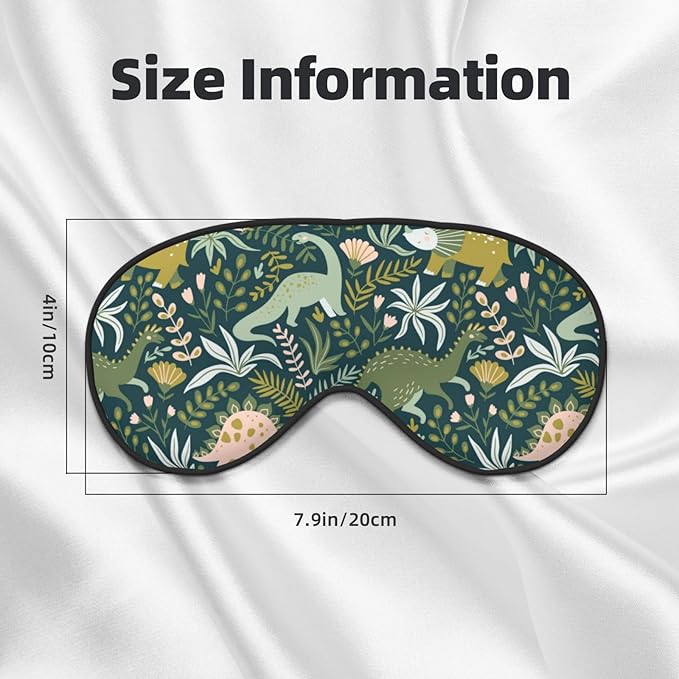 Dinosaurs Tropical Leaves Sleep Mask - Soft Comfort Eye Shade - Blackout Eye Cover - Deep Rest Travel Nap Meditation - Bloomnest