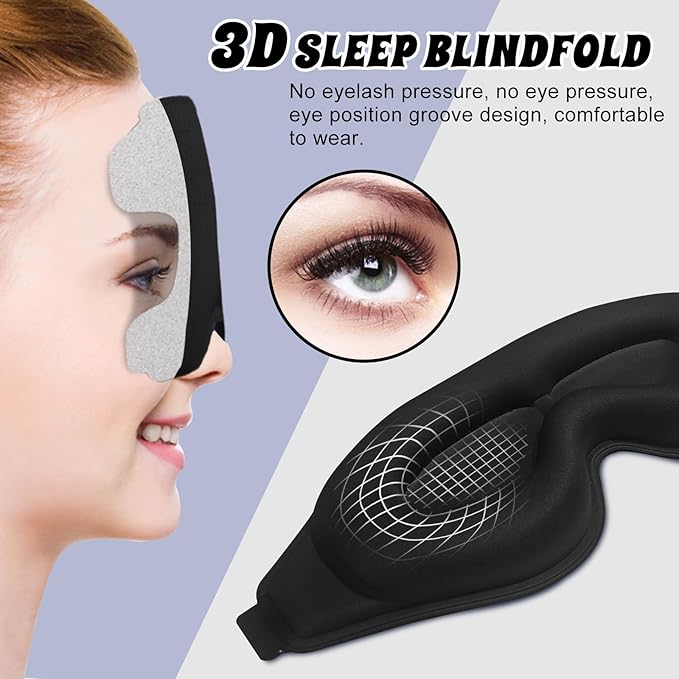 3D Advanced Eye Mask for Sleeping，Ultra Delicate Soft Skin Friendly Eye mask，100% Blackout Sleep Eye Mask for Sleep, Eyelash Extension Sleep mask - Bloomnest